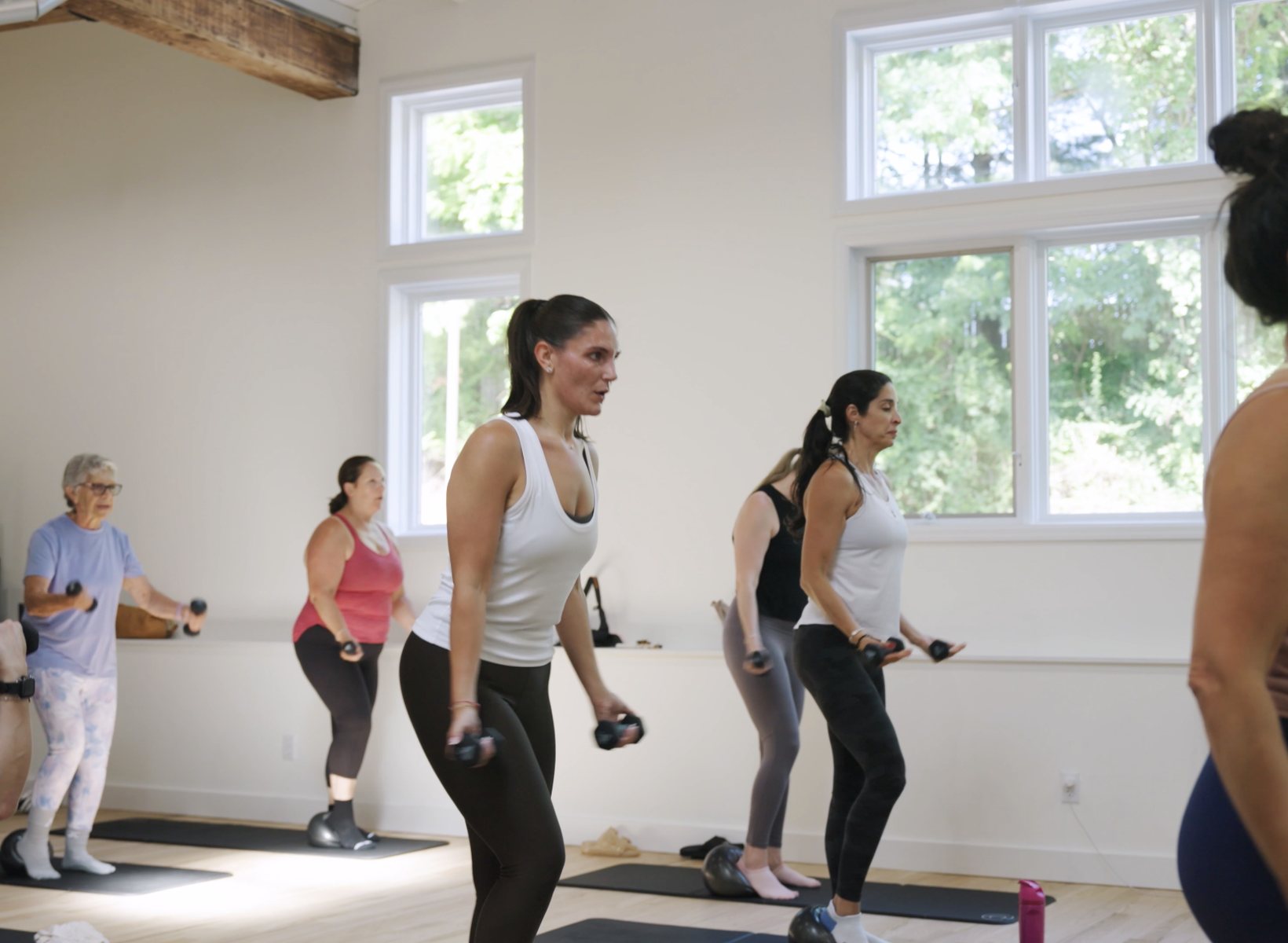 The dedicated studio space during a group class